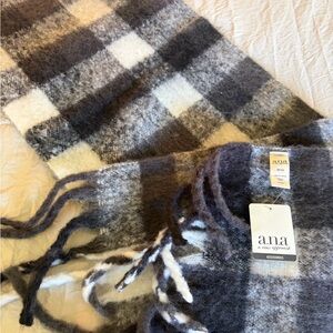 a.n.a Checkered Wool Scarf - Black, Gray, and Cream